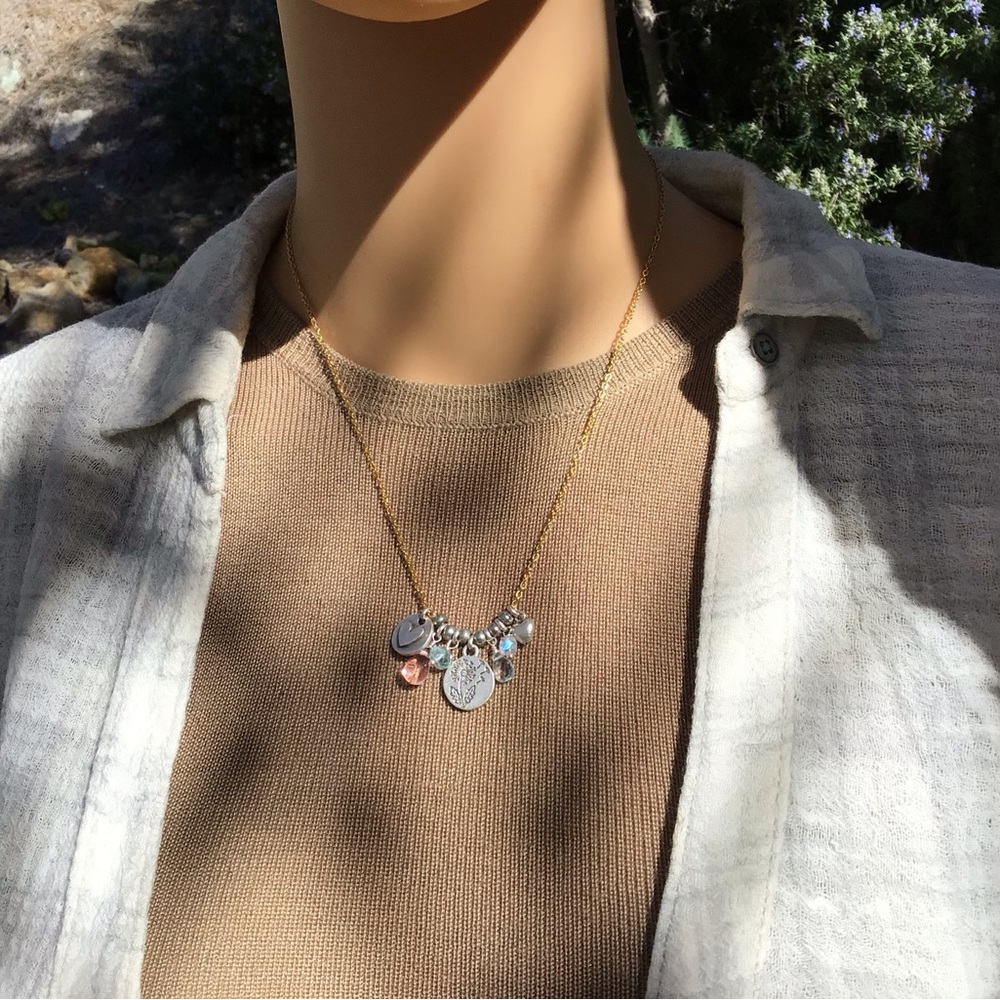 Sundance Charm dandelion heart gemstone Necklace - Picture 9 of 15
